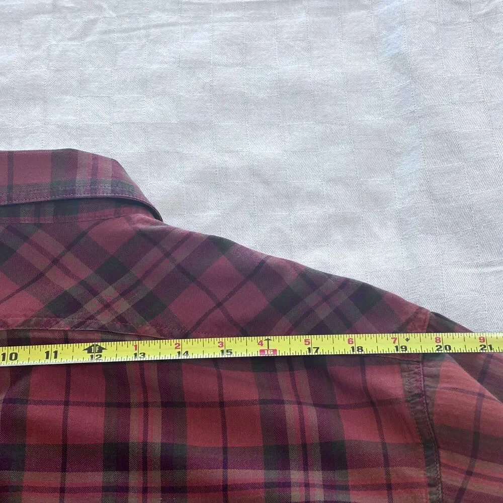 EUC Roundtree & Yorke Casuals, burnt orange plaid long sleeve shirt, size large